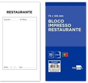 Bloco Restaurante 145x75 mm Original e Copia Texto em Portugues