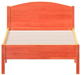 Cama sem colchão 75x190 cm madeira de pinho maciça castanho-mel