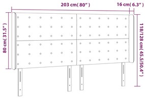 Cabeceira cama c/ LED couro artificial 203x16x118/128 cm branco