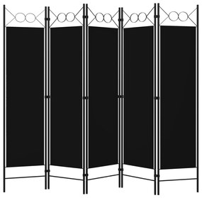 Divisória de quarto com 5 painéis 200x180 cm preto