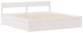 Cama sem colchão 160x200 cm madeira de pinho maciça branco