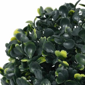 Bolas artificiais de buxo com luzes LED 2 pcs verde 45 cm