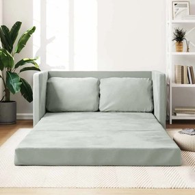 vidaXL Sofá-cama sem pés 122x204x55 cm veludo cinzento-claro