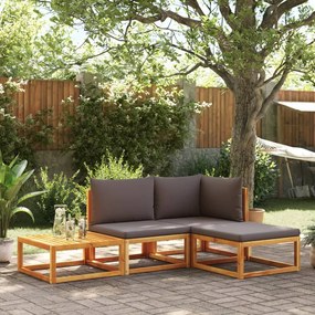 4 pcs conjunto de sofás de jardim com almofadões acácia maciça