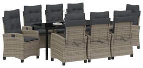 Conjunto de Jantar de Jardim com 9 Peças e Almofadas - Rattan Poliéste