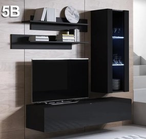 Conjunto de Móveis de Sala Sande – 1,6 m – Modular em Preto com Móvel