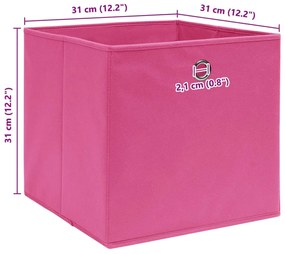 Caixas de arrumação 4 pcs 32x32x32 cm tecido rosa