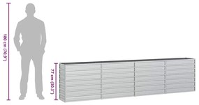 Canteiro elevado de jardim 320x40x77cm aço galvanizado prateado