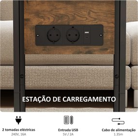Mesa Auxiliar com Estação de Carga Mesa Auxiliar para Sofá com Tampo D