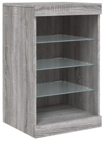Aparador com luzes LED 123x37x67 cm cinzento sonoma