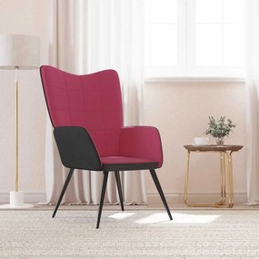 vidaXL Cadeira de descanso PVC e veludo vermelho tinto