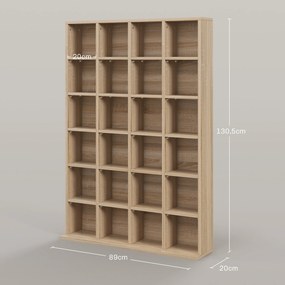 Móvel multimédia com capacidade para 456 CDs/336 DVDs - estante de madeira com prateleiras ajustáveis, 89 x 130,5 cm, madeira natural