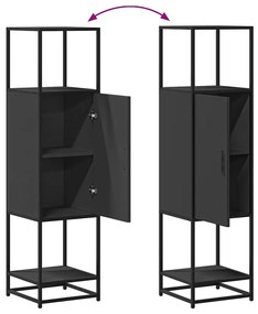 Armário alto 35,5x35x139 cm derivados madeira e metal preto