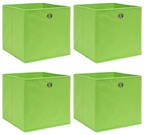 vidaXL Caixas de arrumação 4 pcs 32x32x32 cm tecido verde