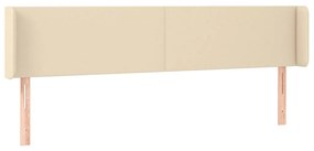 Cabeceira de cama c/ luzes LED tecido 203x16x78/88 cm cor creme
