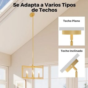 Candeeiro rústico de 6 luzes com design geométrico, altura ajustável e metal industrial cor cobre