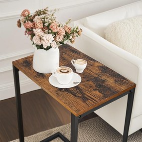 Mesa apoio de sofá pequena 55 x 35 x 66 cm Castanho vintage-preto