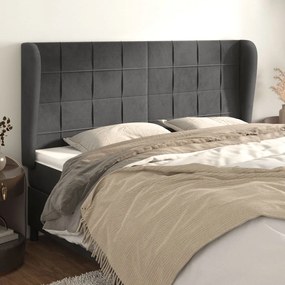 Cabeceira cama c/ abas veludo 183x23x118/128 cm cinzento-escuro