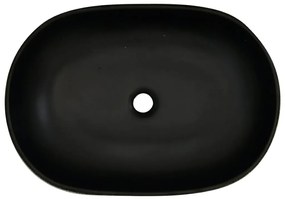 Lavatório de bancada oval 59x40x14 cm cerâmica cinza e preto