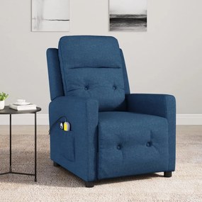 vidaXL Poltrona de massagens elétrica tecido azul