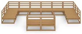 12 pcs conjunto lounge de jardim pinho maciço