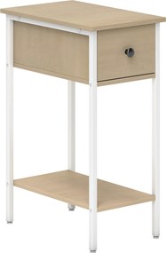 HOMCOM Mesa Auxiliar Estreita Mesa Auxiliar Industrial com Gaveta Prateleira Aberta e Estrutura Metálica 25x39,8x58,2 cm Madeira | Aosom Portugal