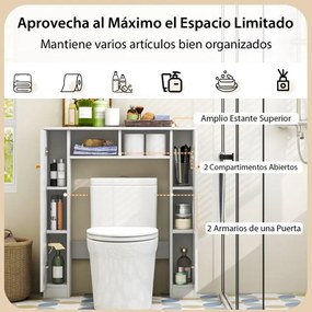 Estante para sanita Organizador de casa de banho com 2 portas e 2 compartimentos abertos 87,5 x 18 x 98 cm Branco