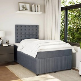 Cama boxspring com colchão 120x190 cm veludo cinzento-escuro