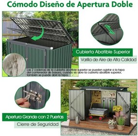 Abriigo Jardim com fechadura e duas aberturas, 2 portas, estrutura em metal para quintal, 172 x 95,5 x 130 cm, verde