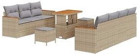 Conjunto de Sofá de Jardim vidaXL de 10 Peças com Almofadas Bege Ratta