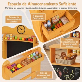 Loja de Brincar Infantil, 111,5 x 82 x 119,5 cm, Com Quadros de Ardósia, Amarelo