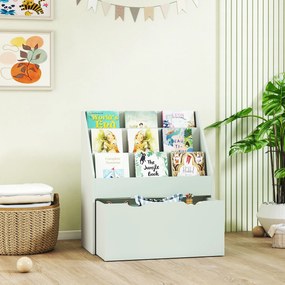 Estante infantil com vários compartimentos, com 3 níveis de prateleiras e uma gaveta, 62,5 L x 30 L x 70 A cm, verde