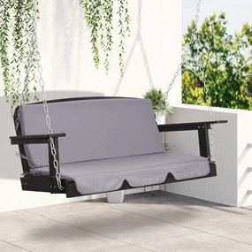 Almofada para Baloiço de 2 Peças Almofada para Baloiço de Assento e Encosto Acolchoado 130x45x5 cm Cinza