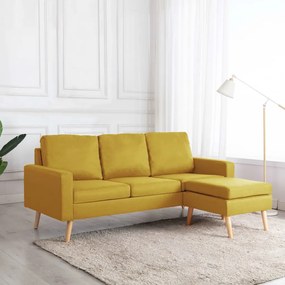 vidaXL Sofá de 3 lugares com apoio de pés tecido amarelo