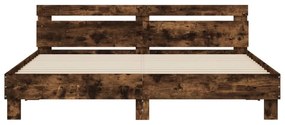 Estrutura cama c/ cabeceira/luzes LED 200x200cm carvalho fumado