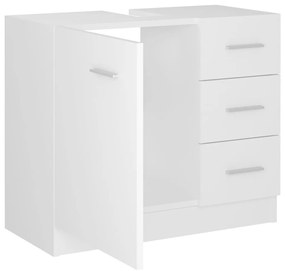 Armário de lavatório 63x30x54 cm derivados de madeira branco