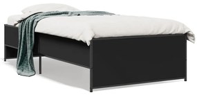 vidaXL Estrutura de cama 100x200 cm derivados de madeira/metal preto