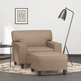 Poltrona com apoio de pés 60 cm couro artificial cappuccino