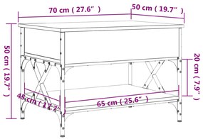 Mesa centro 70x50x50 cm deriv. madeira/metal carvalho castanho