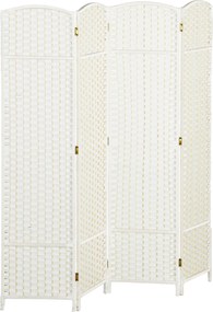 HOMCOM Biombo de 4 Painéis Separador de Ambientes Dobrável 160x170 cm para Sala de Estar Dormitório Escritório Branco | Aosom Portugal