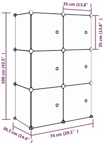 Armário de arrumação infantil com 6 cubos PP rosa