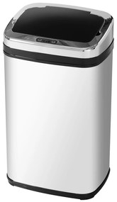 HOMCOM Balde de Lixo Inteligente de Aço Inoxidável 30L com Sensor Infravermelho de Abertura Automática para Cozinha Dormitório Casa de Banho 33x25x58 cm Prata e Preto