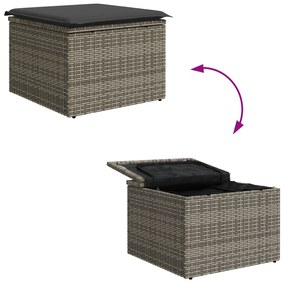 Conjunto de Sofá de Jardim vidaXL de 4 Peças com Almofadas Cinzento Po