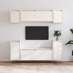 vidaXL Móveis de TV 6 pcs madeira de pinho maciça branco