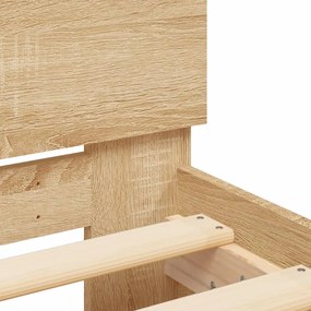 Estrutura cama c/ cabeceira derivados madeira carvalho sonoma