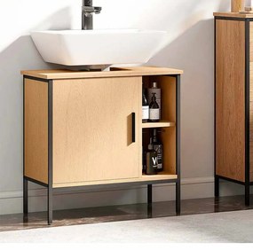 Móvel para Lavatório (NÃO INCLUIDO) Pousar Móvel de Casa de Banho com Porta e Prateleira Ajustável para Lavatório com Pedestal 60x30x59,5 cm Madeira