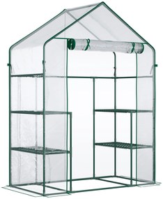 Outsunny Estufa de Jardim com 4 Prateleiras Porta com Fecho de Correr para Cultivo de Plantas Flores Vegetais 142x73x195 cm Verde