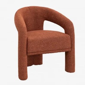 Cadeira De Jantar Com Braços Estofada Greca Boucle Telha Vermelha - Sklum