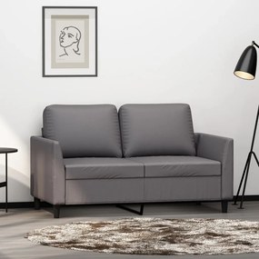 Sofá de 2 lugares 120 cm couro artificial cinza
