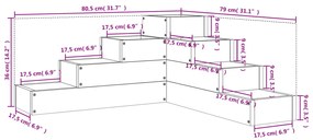 Floreira de jardim c/ 4 níveis 80,5x79x36cm pinho maciço branco